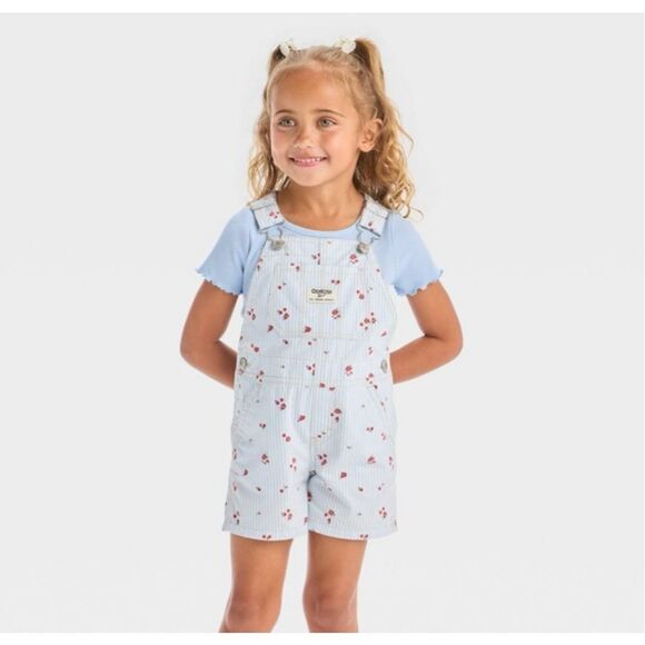 ✨OshKosh B'gosh® Toddler Girls Green Floral Sz 4T Shortall✨ - Picture 9 of 9